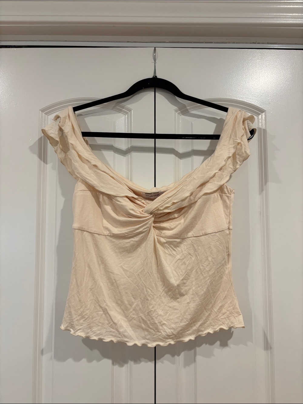 Tiger Mist Cream Off-Shoulder Twist-Front Camisole
